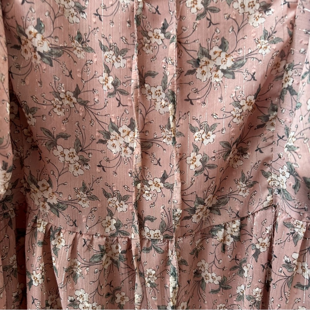 Moon River pink dainty floral long sleeve mini dress women’s M - Picture 3 of 6